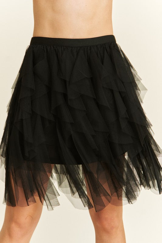 Cascading Tulle Mini Skirt