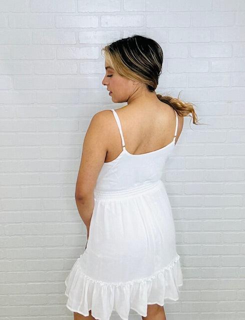 Country Festival White Tie Front Mini Dress