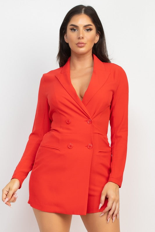 Notched Double Breasted Blazer Romper