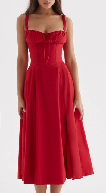 The Lace Up Midi Dress