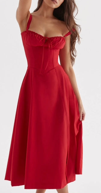 The Lace Up Midi Dress