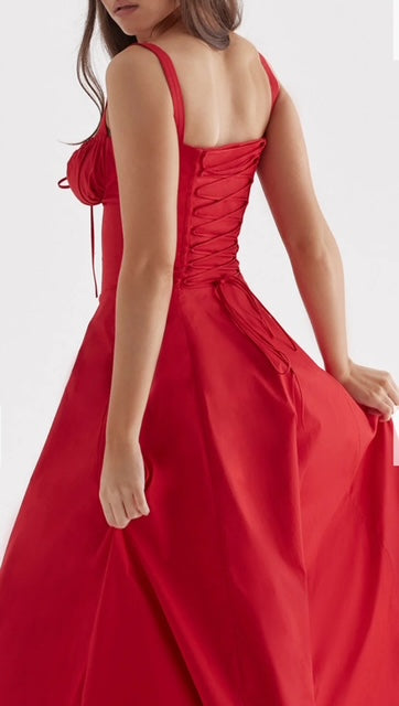 The Lace Up Midi Dress