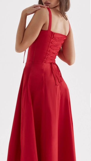 The Lace Up Midi Dress