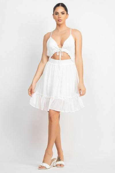 Flirty Ruffle Dress in White