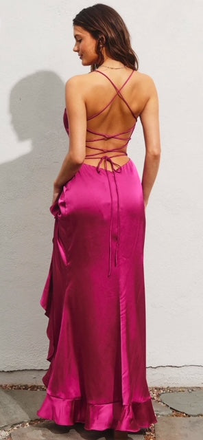 Open Back Ruffled Maxi Dress