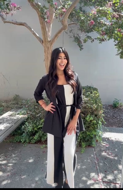 Linen Sleeveless Black & Bold Jumpsuit