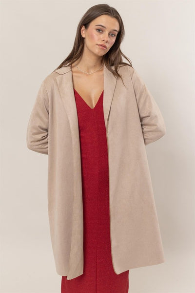 London Open Front Suede Coat