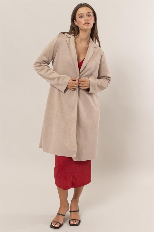 London Open Front Suede Coat