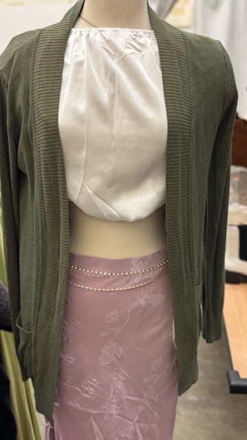 Open Front Casual Long Sleeve Knit Classic Cardigan with Pockets