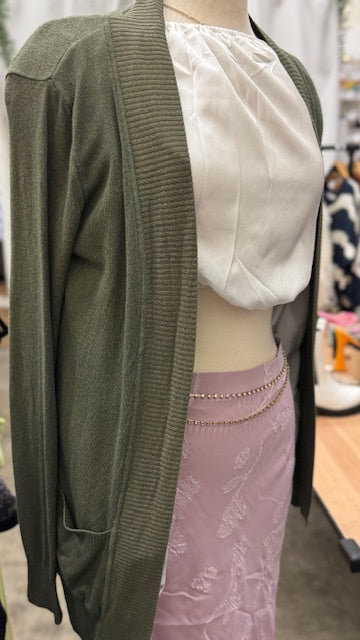 Open Front Casual Long Sleeve Knit Classic Cardigan with Pockets