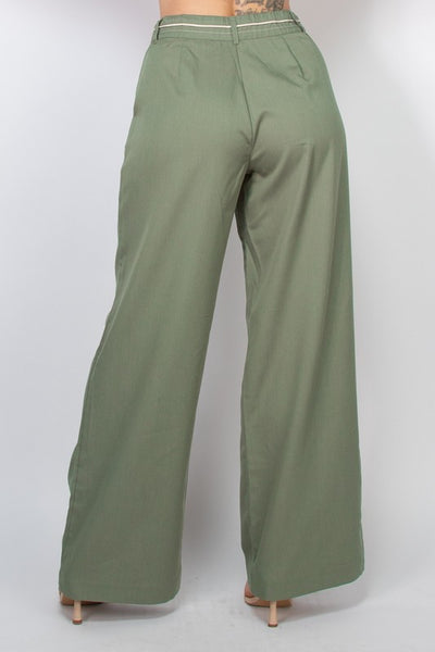 Pintuck Woven Wide Leg Pants