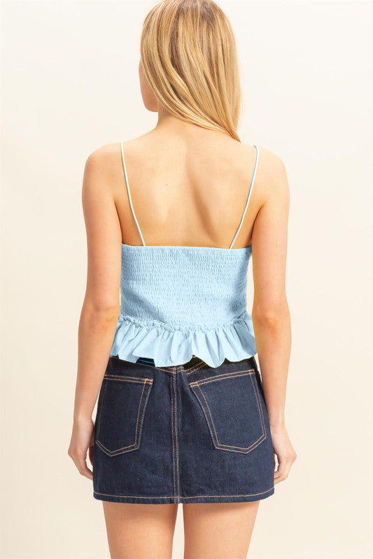 Poplin Smocked Waist Summery Cami Top