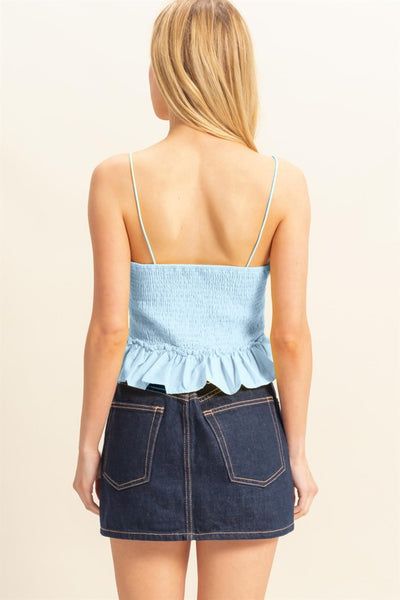 Poplin Smocked Waist Summery Cami Top