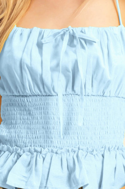 Poplin Smocked Waist Summery Cami Top