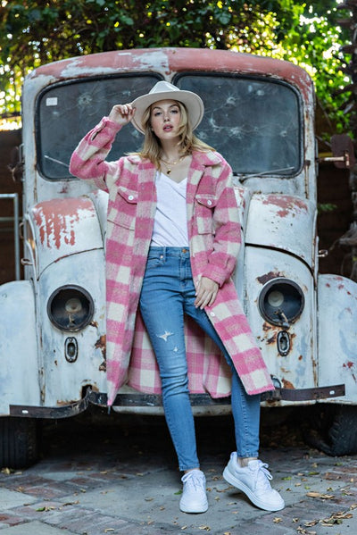 Pop of Pink Plaid Jacket