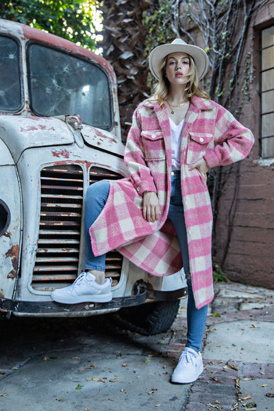 Pop of Pink Plaid Jacket