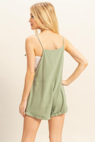 Rayon Linen Self Tie Straps Romper