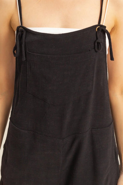 Rayon Linen Self Tie Straps Romper