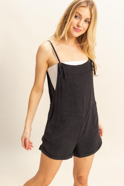 Rayon Linen Self Tie Straps Romper