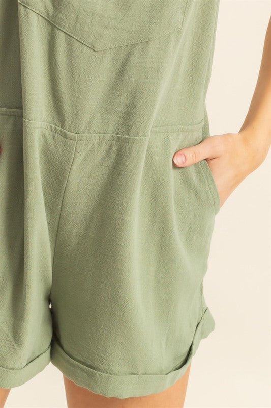 Rayon Linen Self Tie Straps Romper