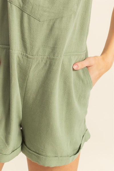 Rayon Linen Self Tie Straps Romper