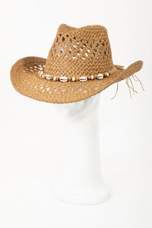 Shell Beaded Straw Hat
