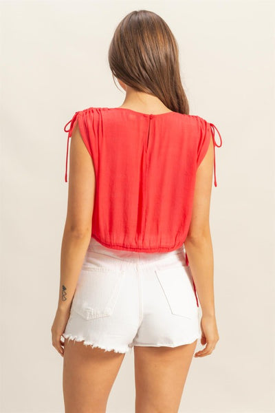 Sleeveless Hem Bubble Hem Top