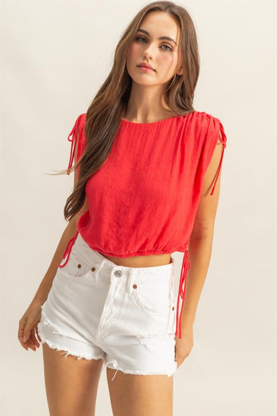 Sleeveless Hem Bubble Hem Top