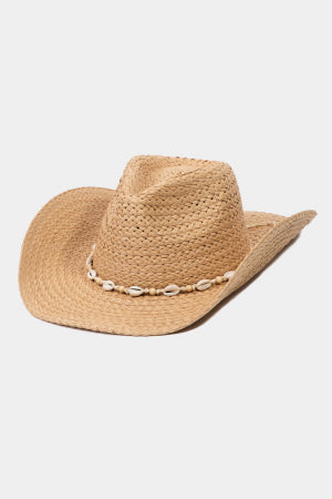 Seashell Straw Woven Cowboy Hat