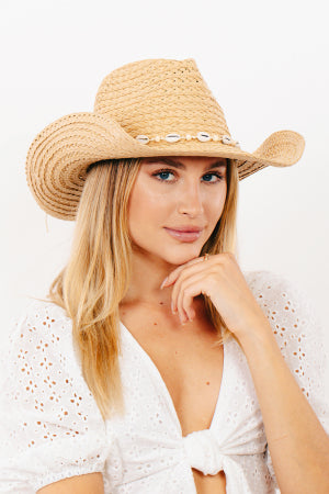 Seashell Straw Woven Cowboy Hat