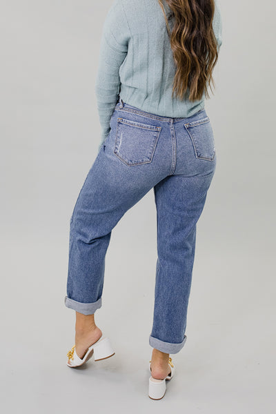 Dirty Looks High Rise Cuff Mom Jean