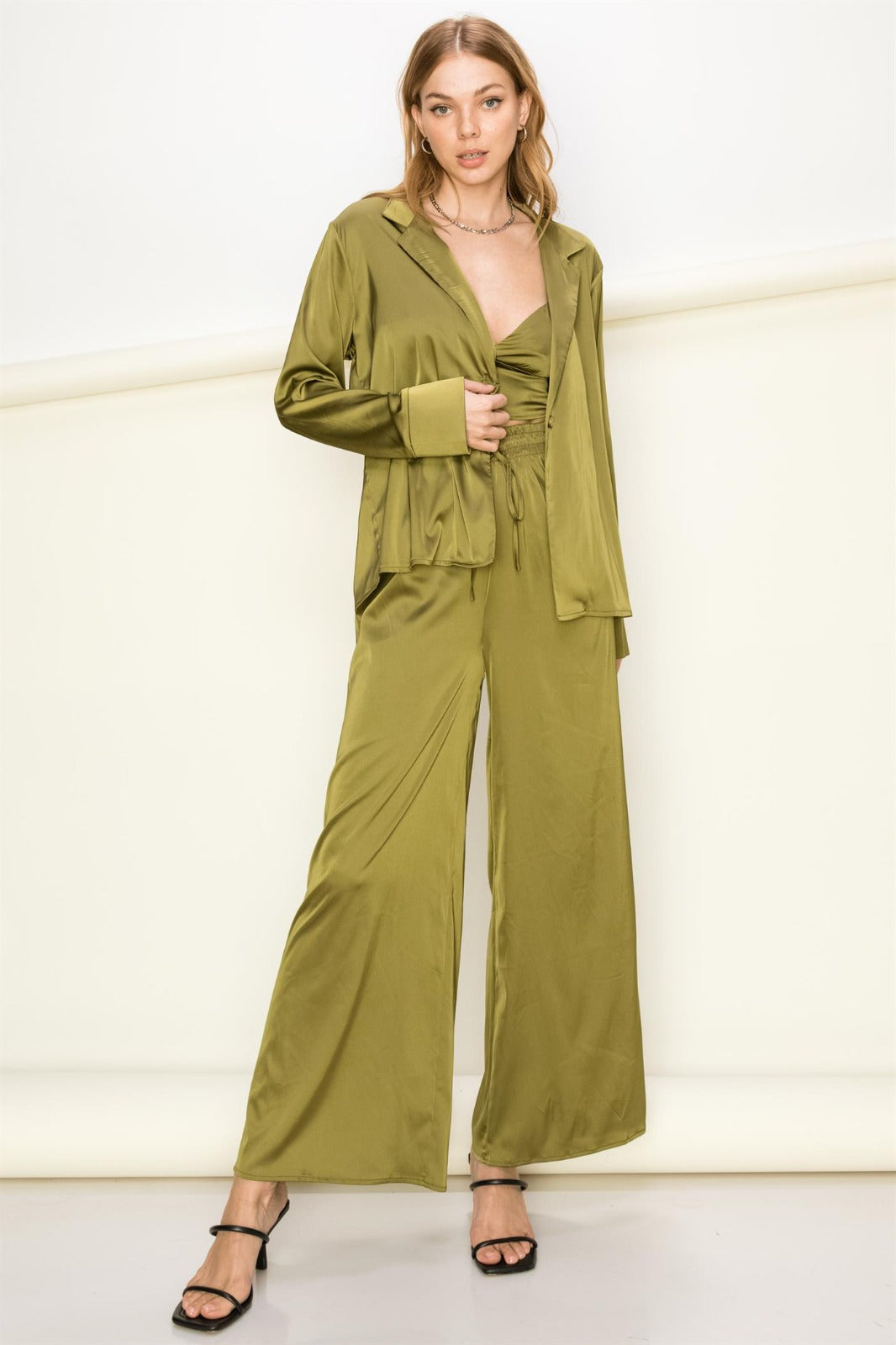 Get Your Groove On Lounge Set In Olive