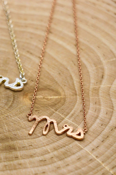 Mrs. Plain Script Charm Necklace