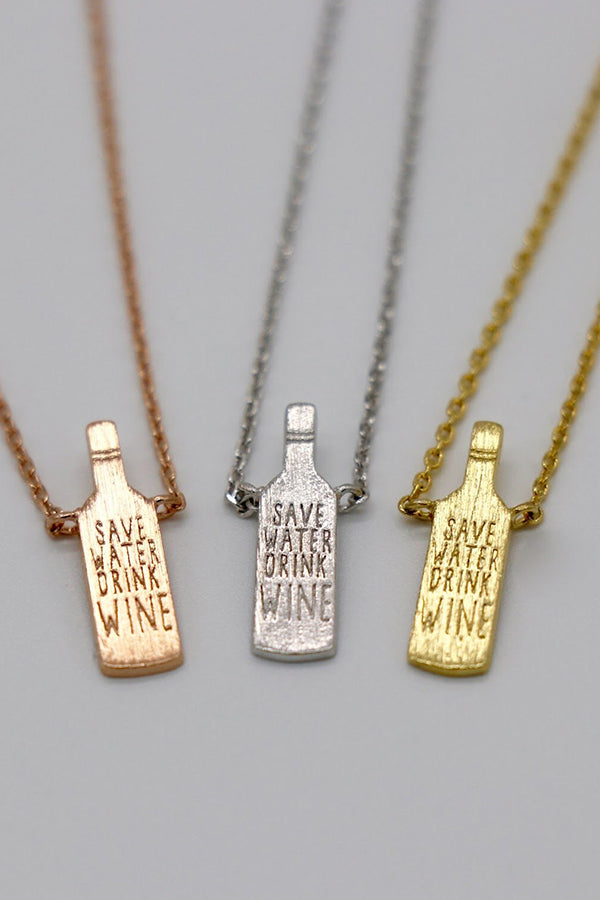 Save Water Drink Wine Charm Necklace LAST ONE