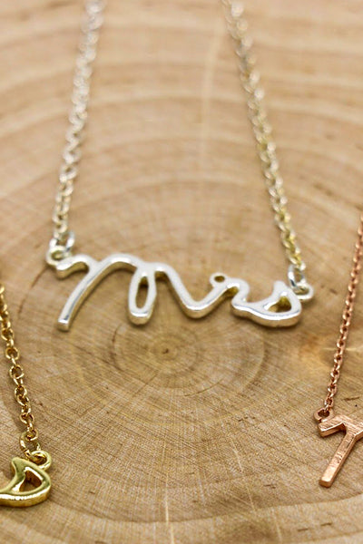 Mrs. Plain Script Charm Necklace