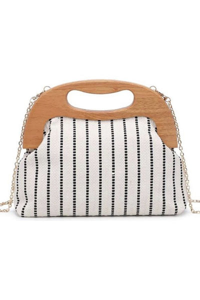 Black Striped Woven Bag- LAST ONE